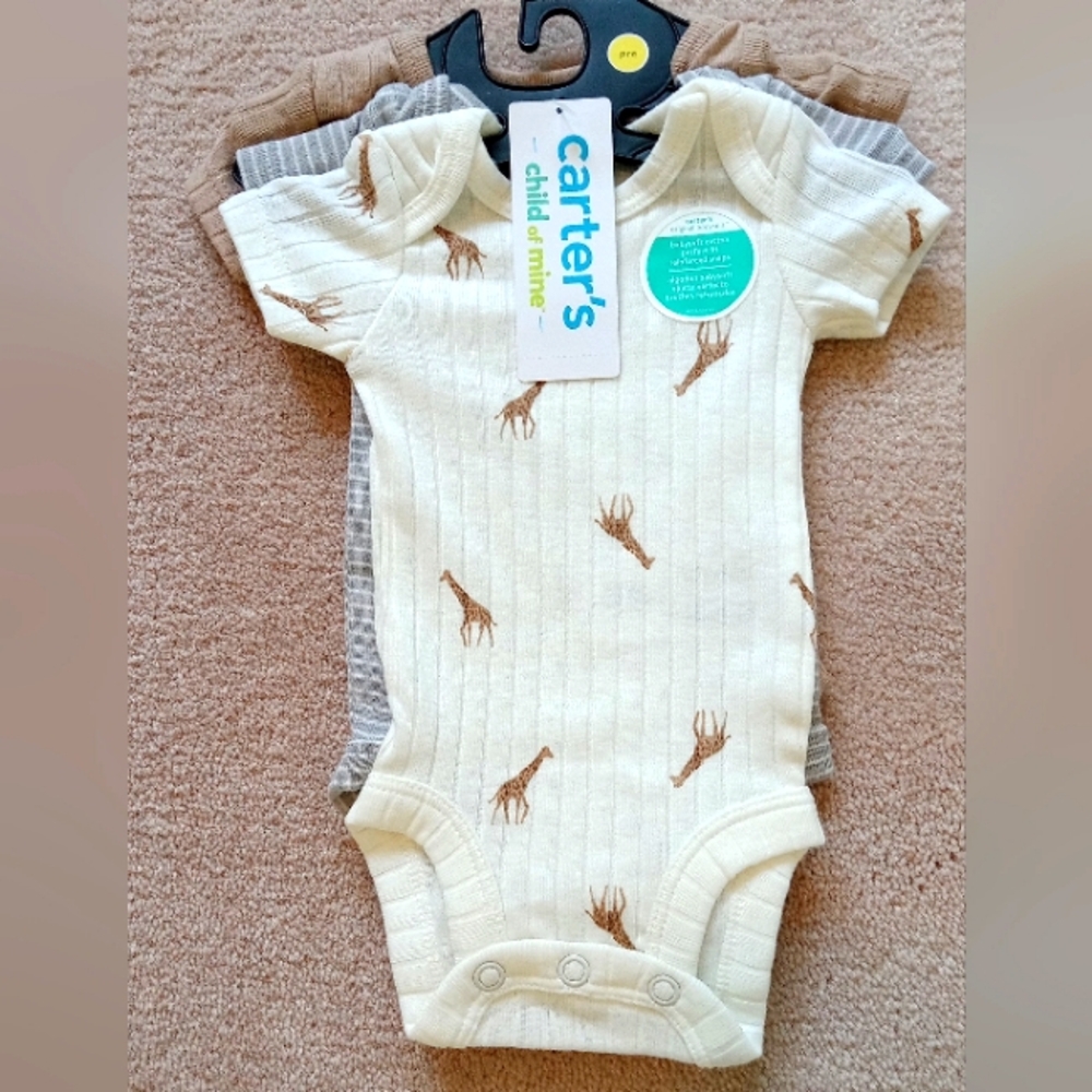 Carter's Cream and Gray Bodysuits Soft and Stylish - Picture 1 of 2